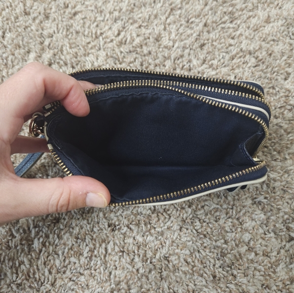 EUC Rare Coach Midnight Blue Crossgrain Double Compartment Wallet/Wristlet - Picture 4 of 9